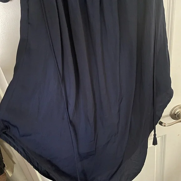 NWT GAP Navy Blue Ruched Tie Front Sundress with Bishop Sleeves Size Small - Picture 3 of 5